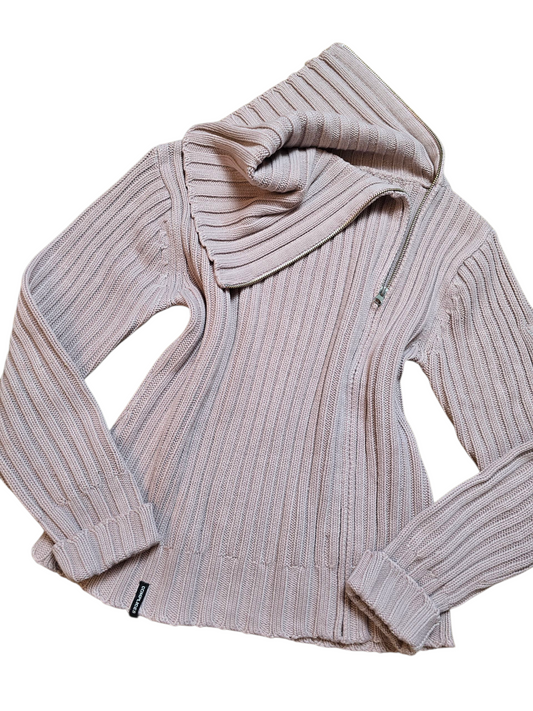 00s vintage ribbed asymetric zip sweater