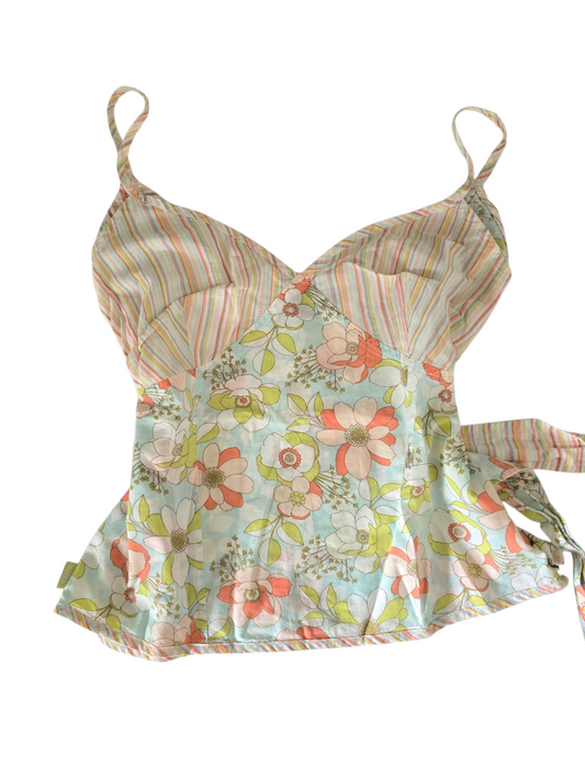 2000s vintage whimsical fairy striped flowers babydoll top - zimfriperie
