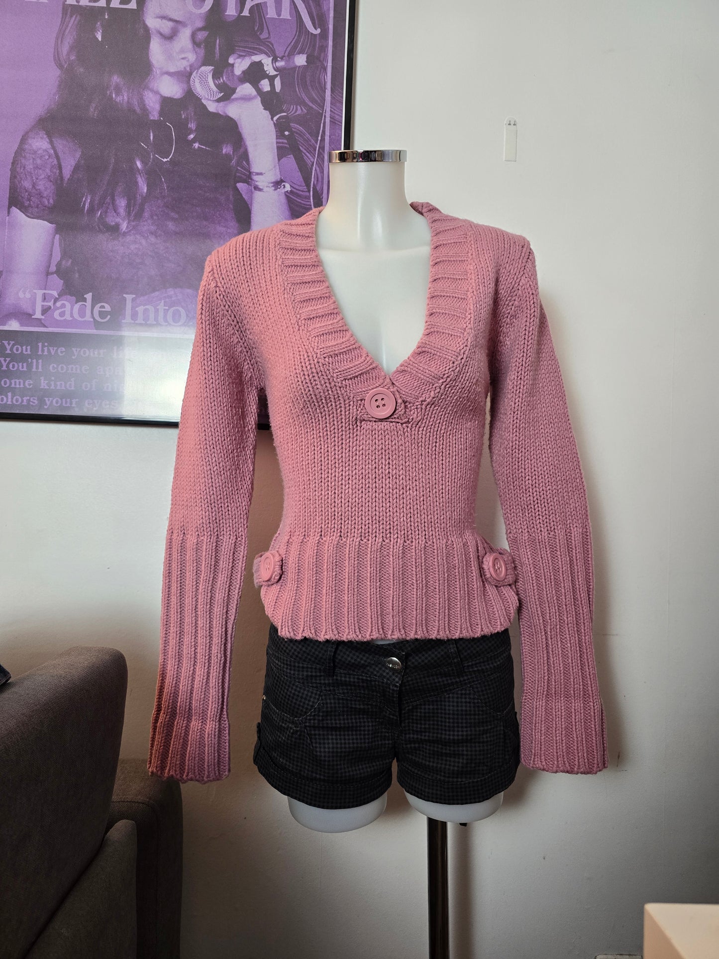 00s vintage coquette button sweater
