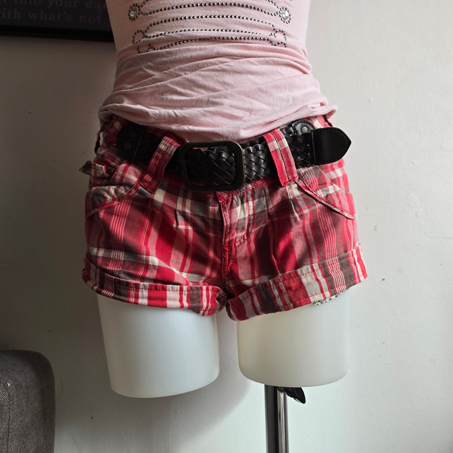 2008 vintage coquette low waist plaid short - zimfriperie