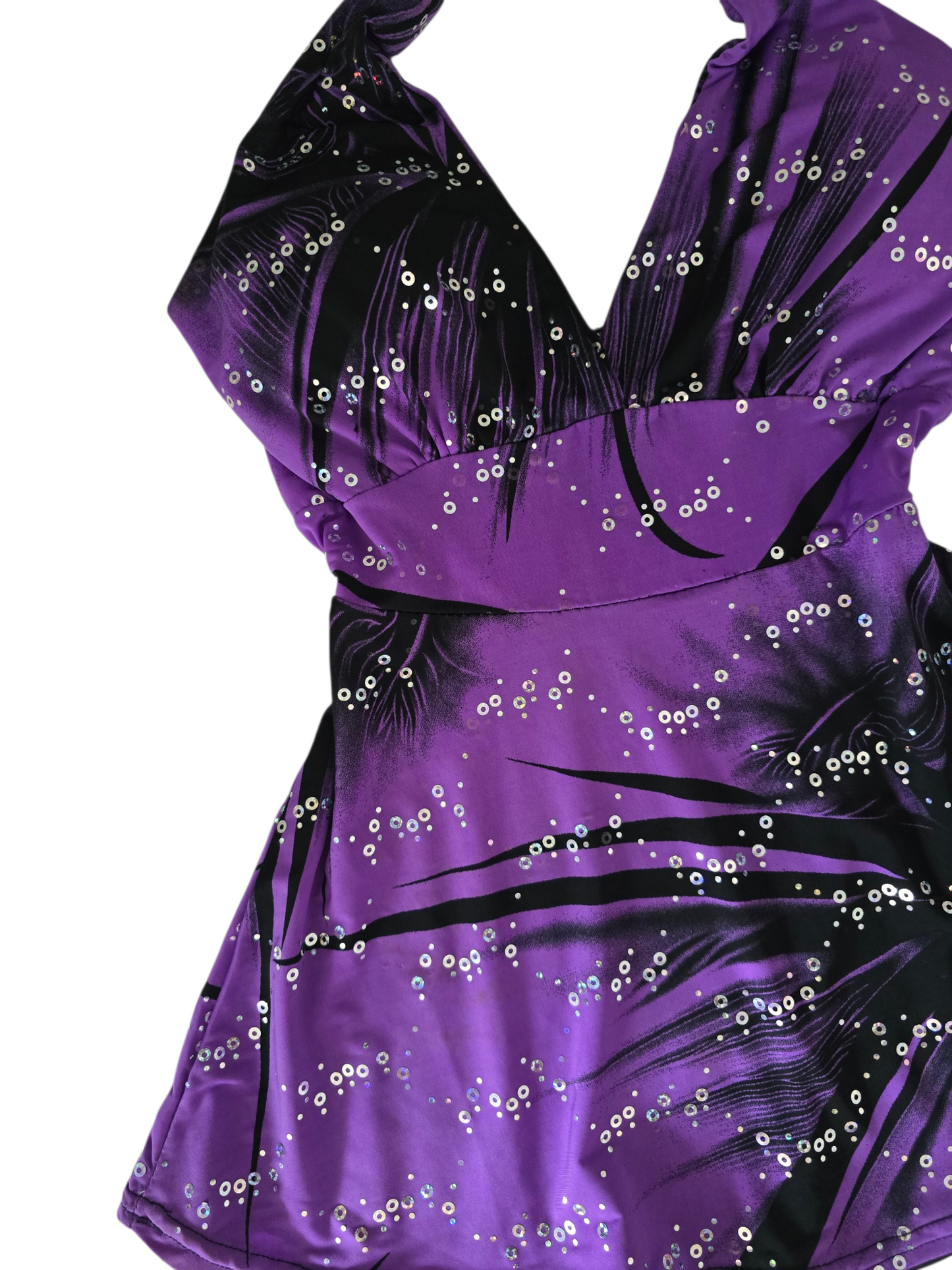2000s vintage mcbling sequin purple halter top