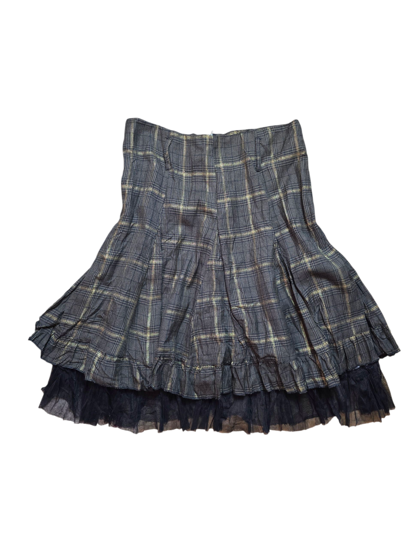 00s vintage dark coquette plaid skirt