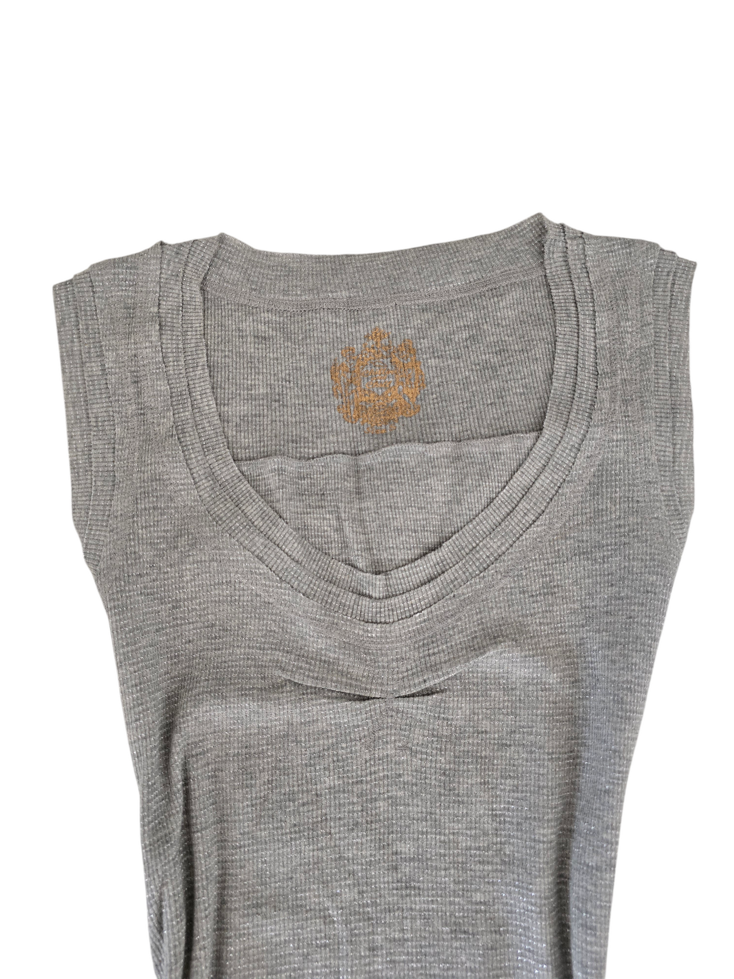 2000s vintage indie sleaze grey shinny top
