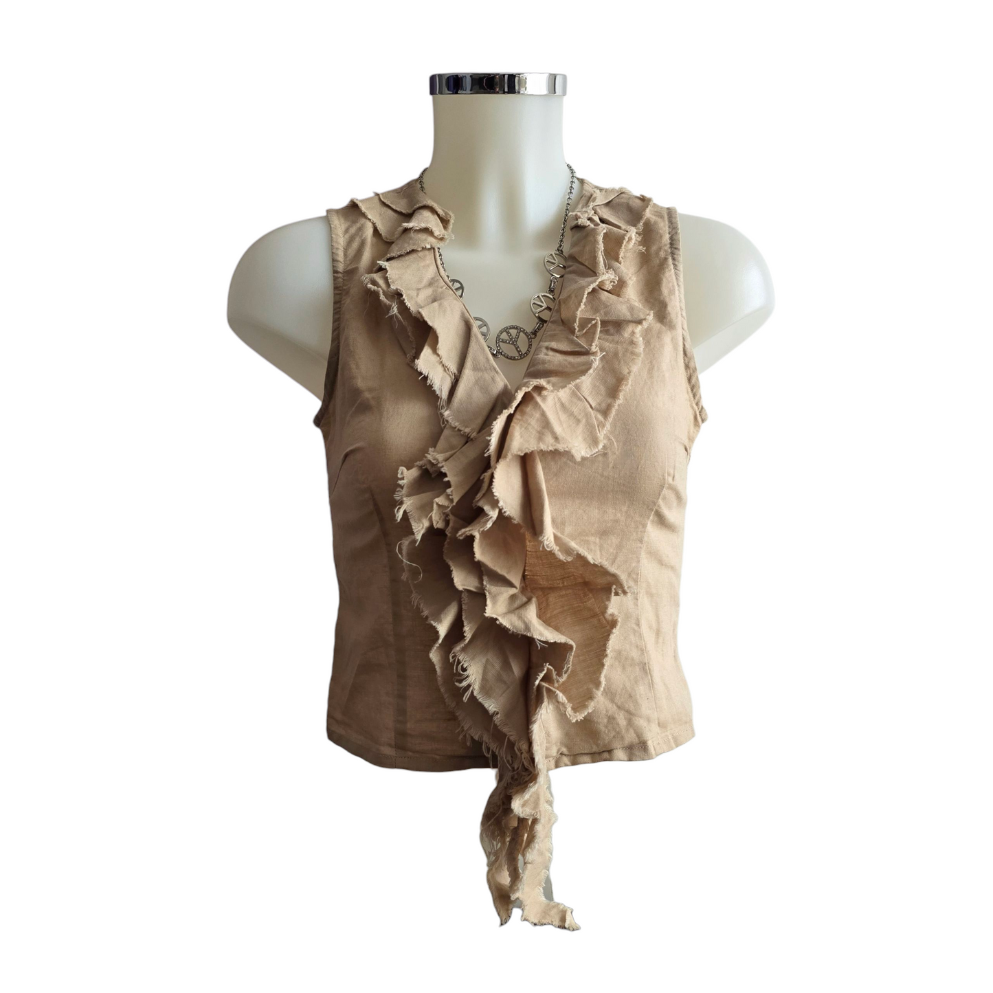 00s vintage indie sleaze linen top