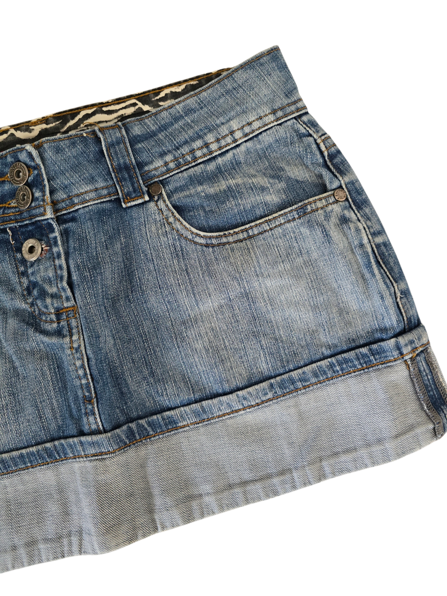 2000s vintage mcbling low rise denim mini skirt