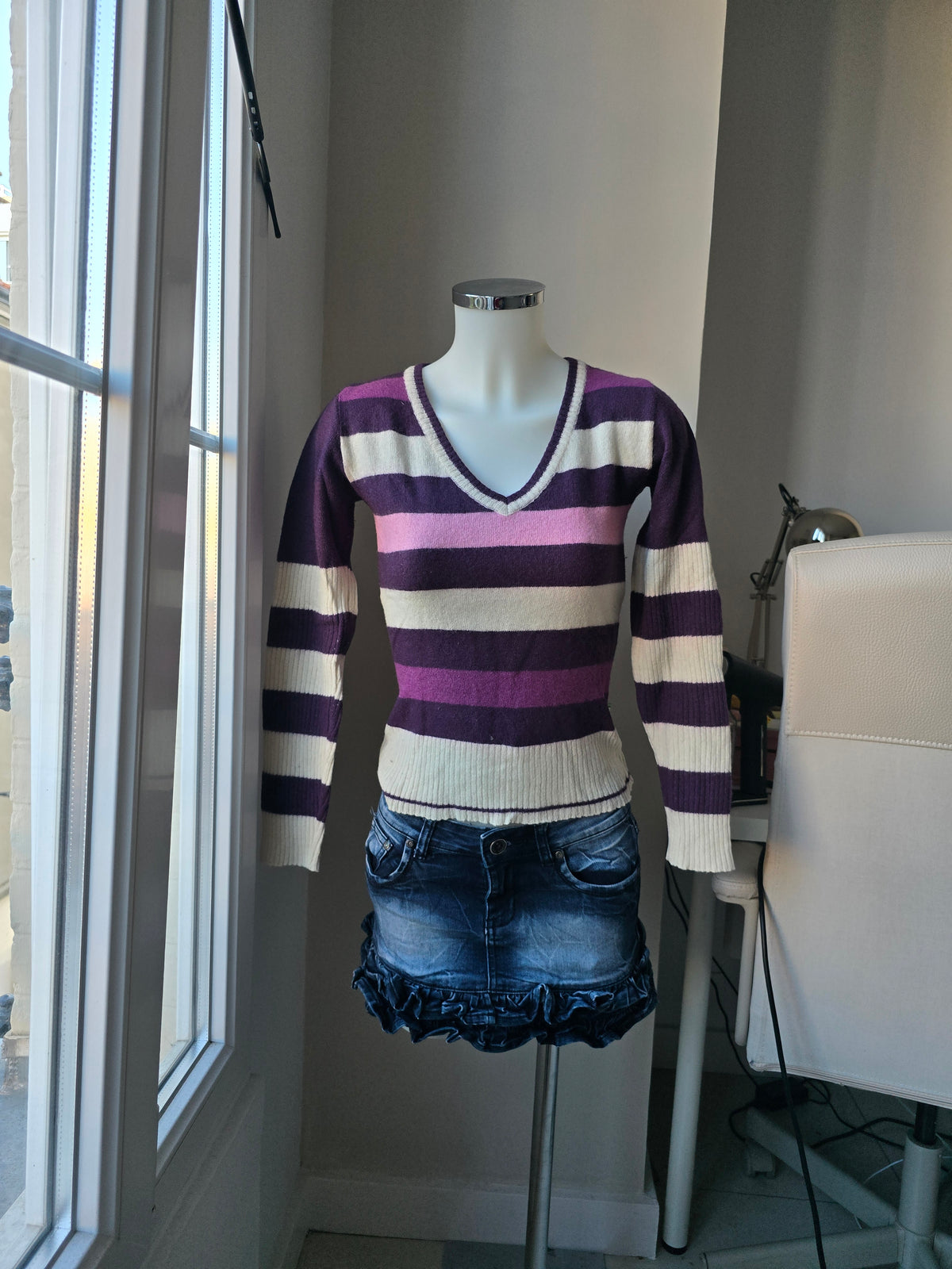 2000s vintage whimsical striped knit sweater