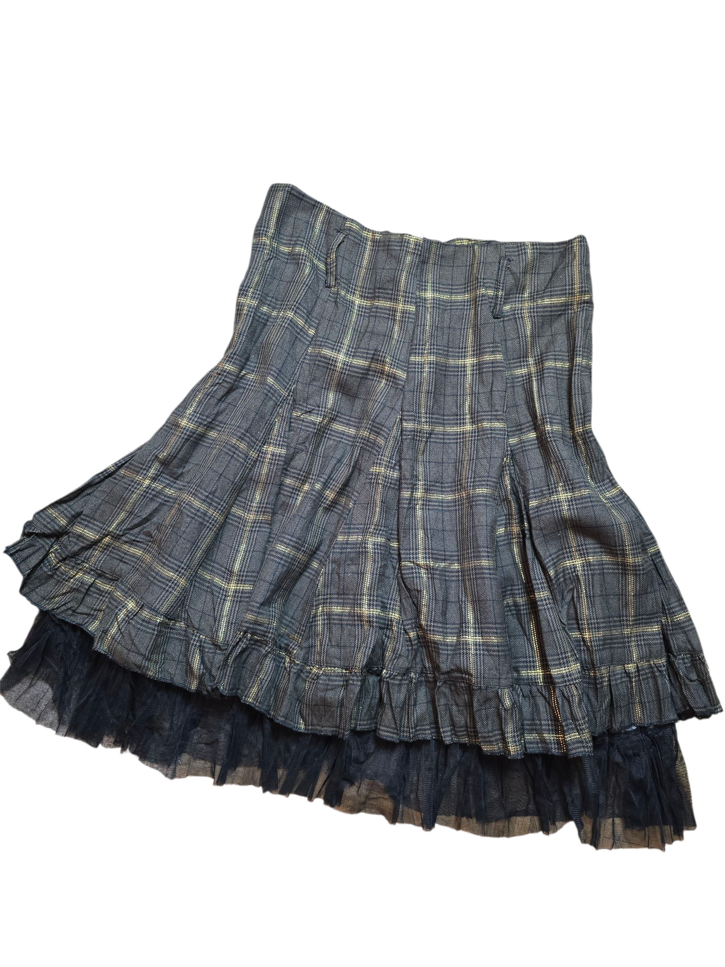00s vintage dark coquette plaid skirt