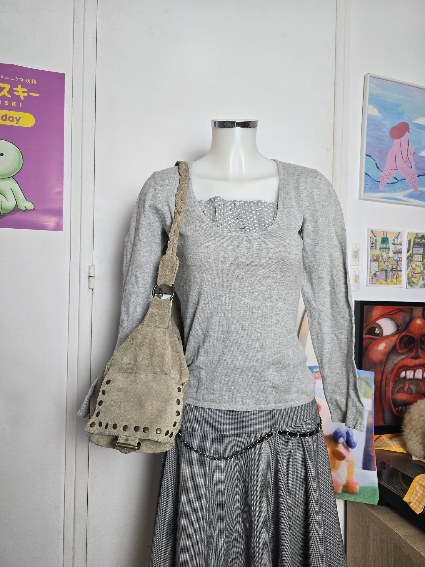 00s vintage flirty milkmaid polka dots sweater