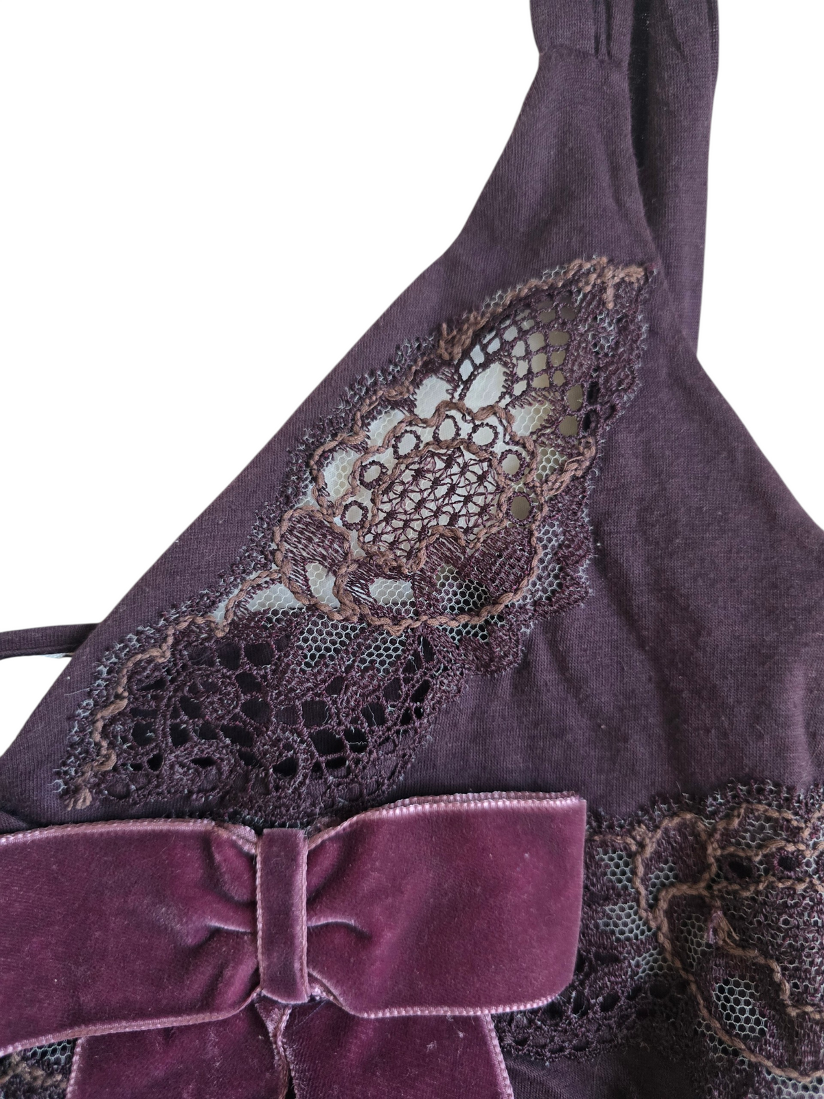 2000s vintage coquette babydoll lace top