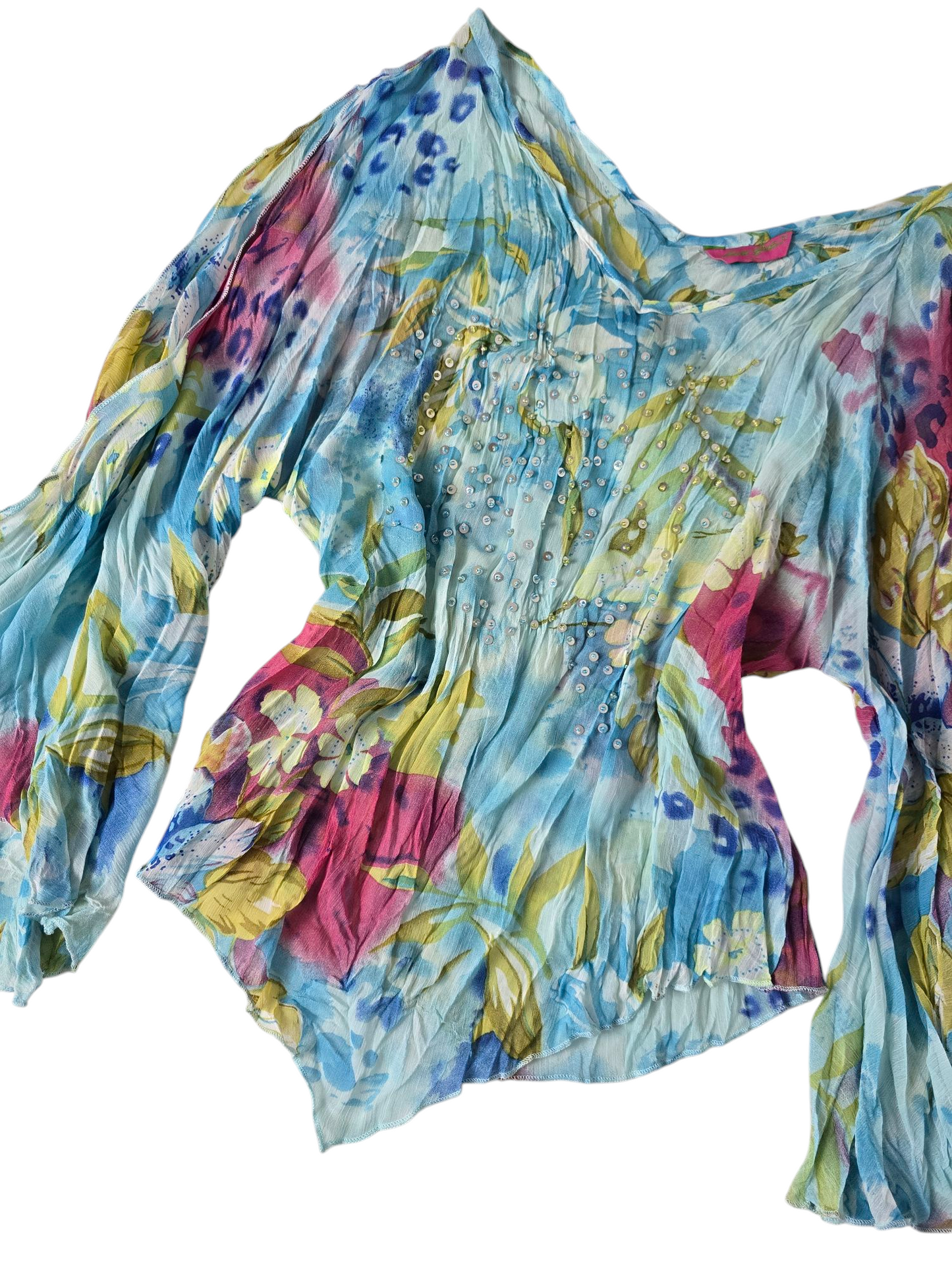 Y2k vintage fairy summer sequin asymetric top