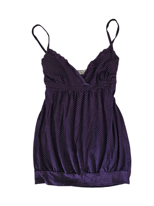 2000s vintage whimsy twee polka dots purple babydoll top - zimfriperie
