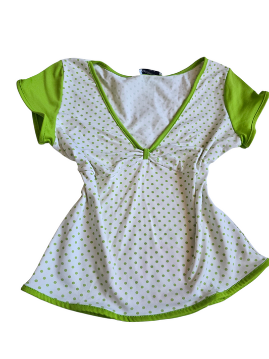 2000s vintage coquette polka dots green top