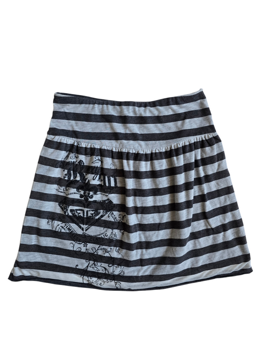 2000s vintage emo scene striped grey skirt
