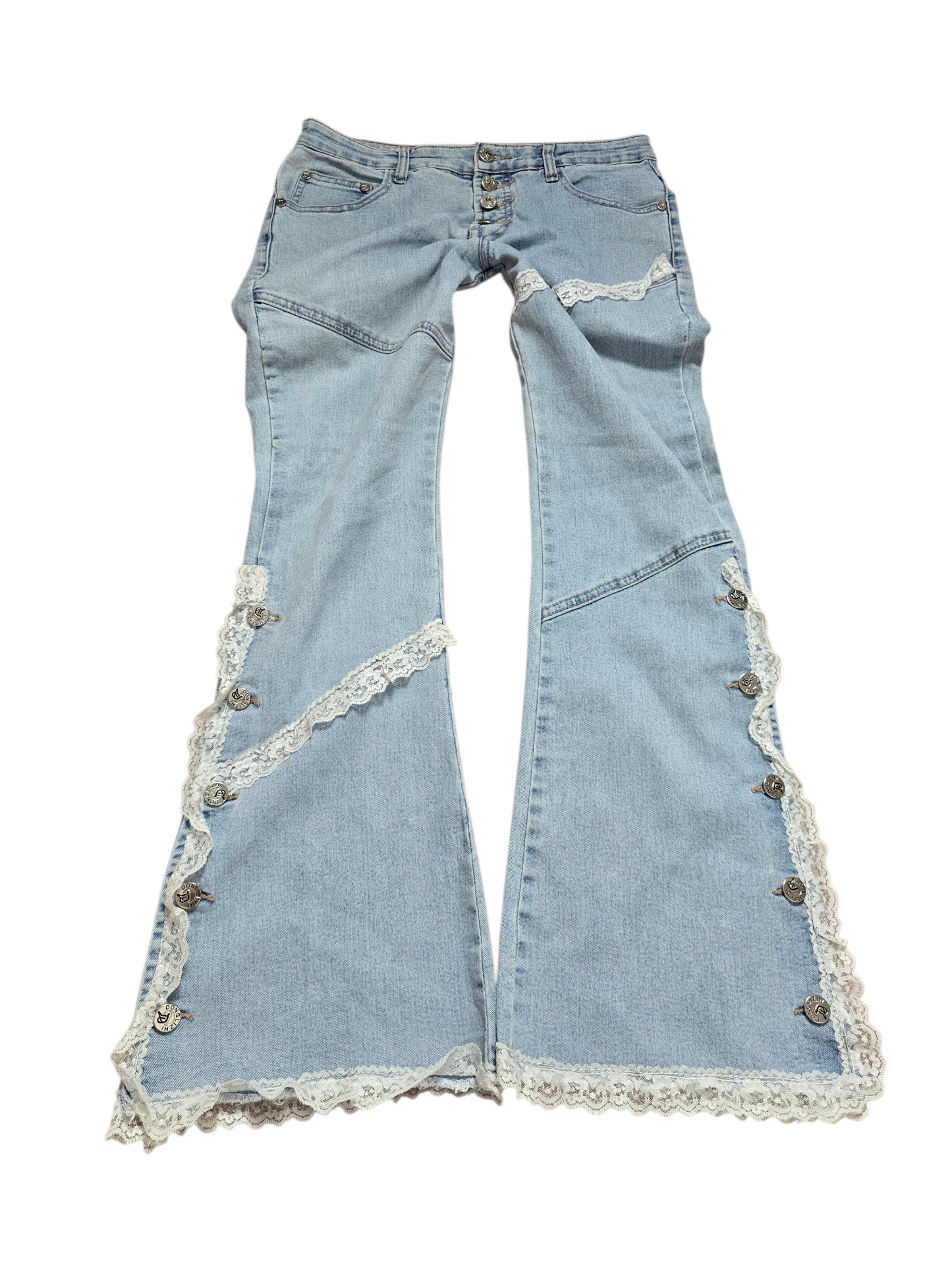 2010s vintage coquette lace flared pants - zimfriperie