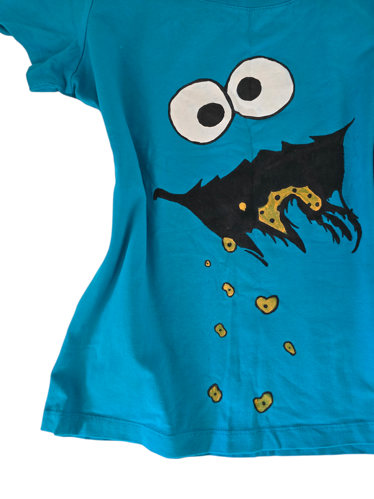 2000s vintage scene emo blue printed cookie monster tshirt