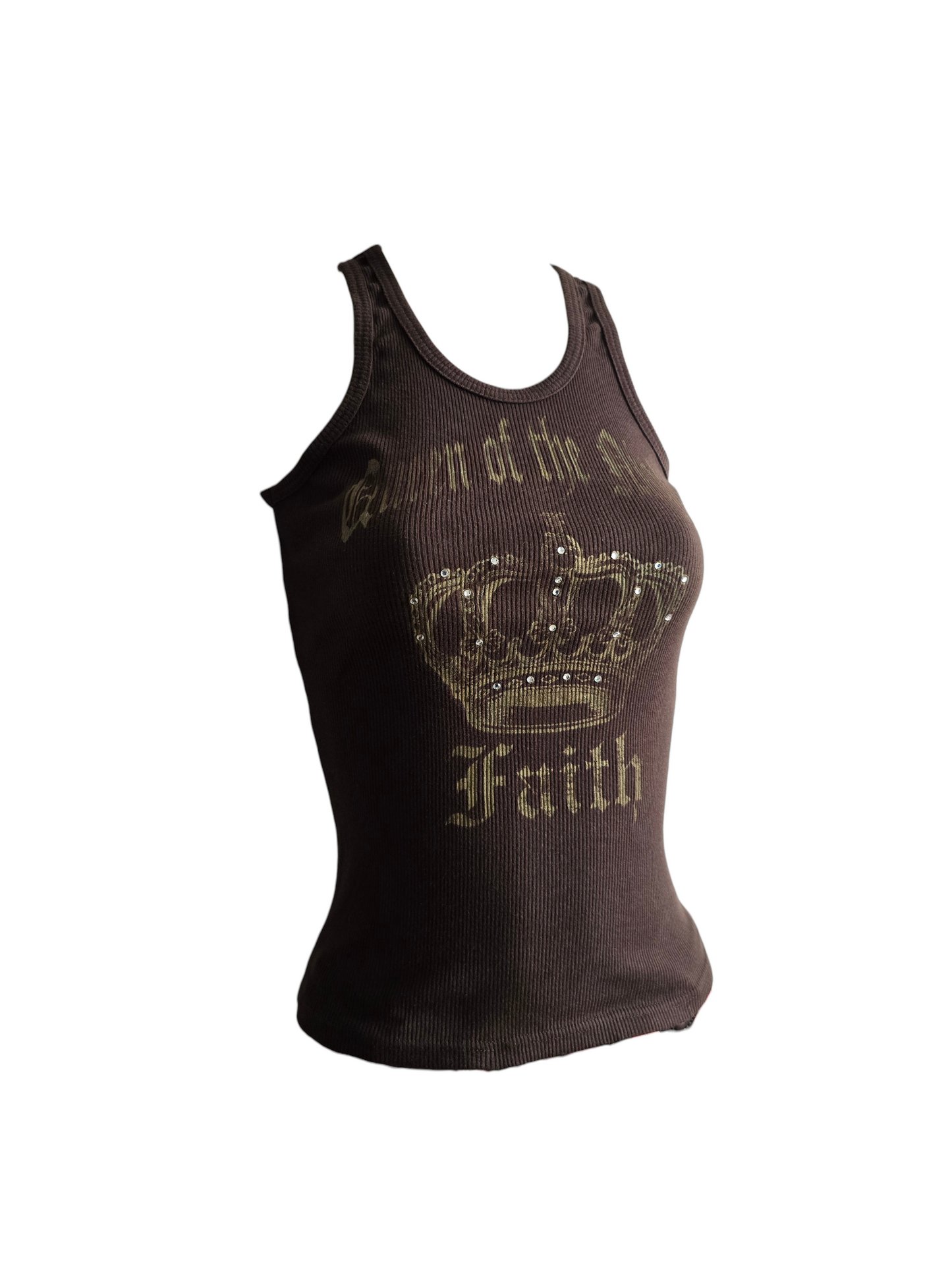 00s vintage softgrunge printed ribbed strass top - zimfriperie