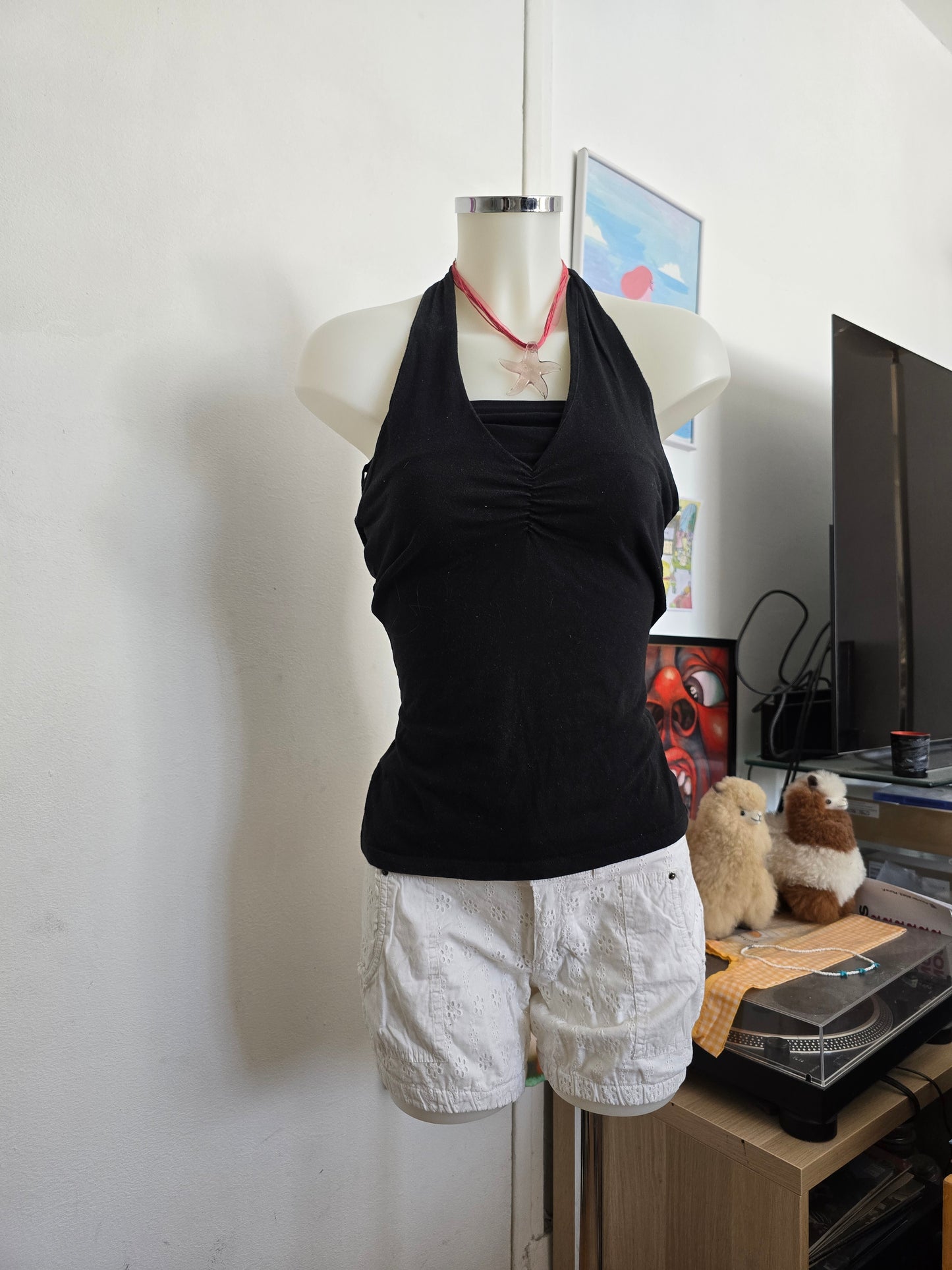 Y2k vintage halter black top