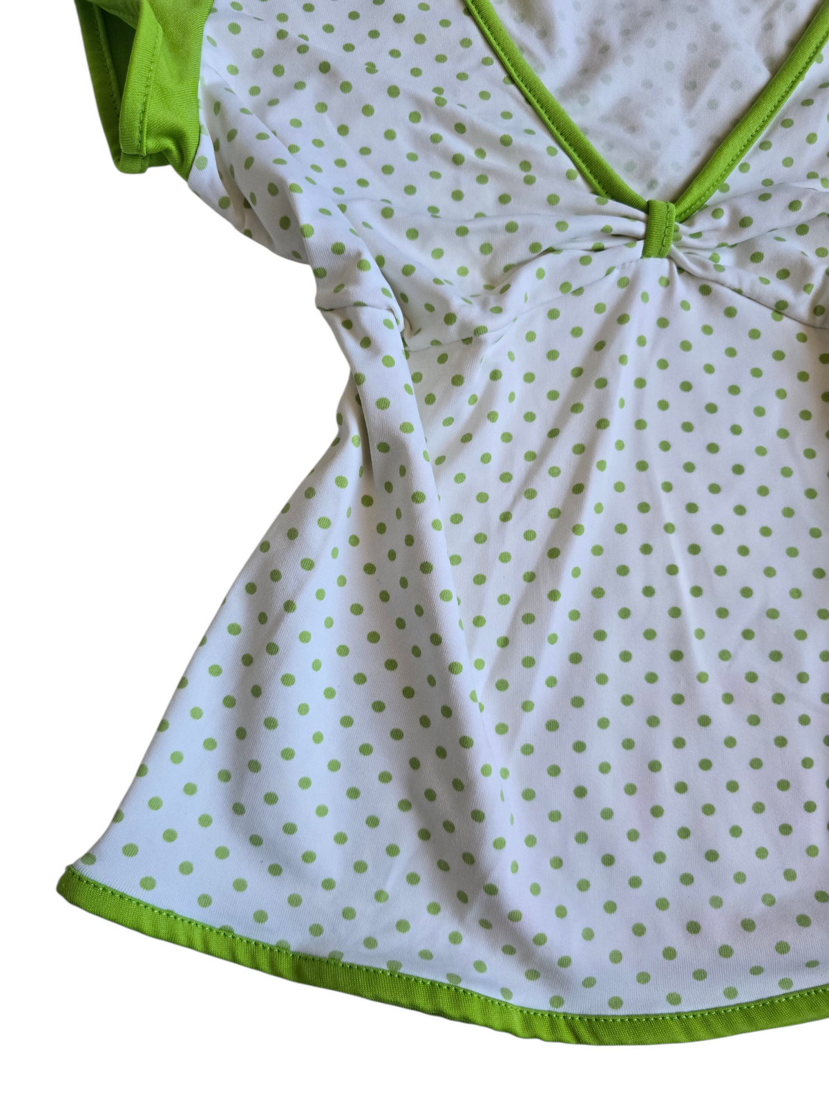 2000s vintage coquette polka dots green top