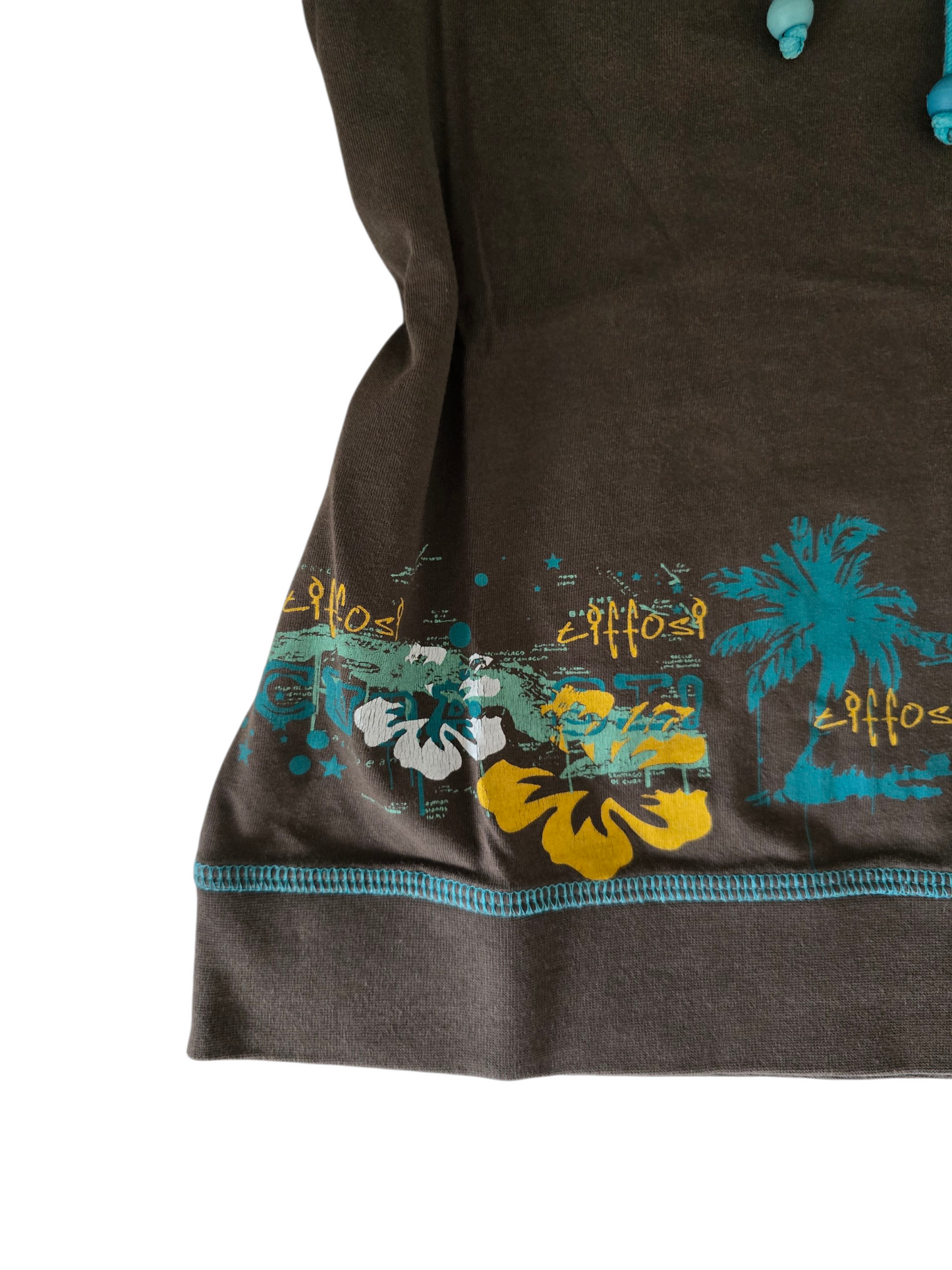 2000s vintage surfwear hibiscus teal top