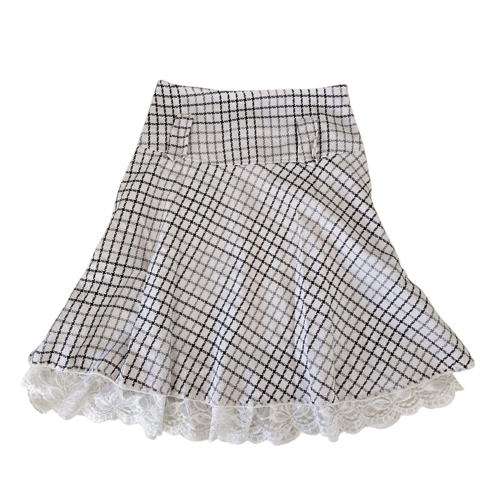 Choco girl soft kawaii vintage 00s 2010s 2000s skirt plaid downtown lace coquette dentelle