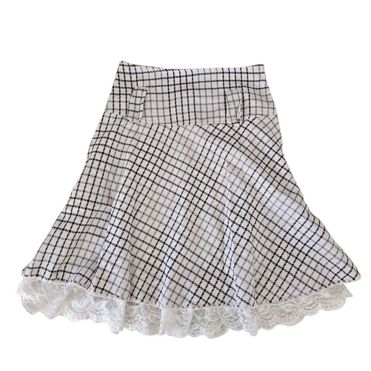 Choco girl soft kawaii vintage 00s 2010s 2000s skirt plaid downtown lace coquette dentelle