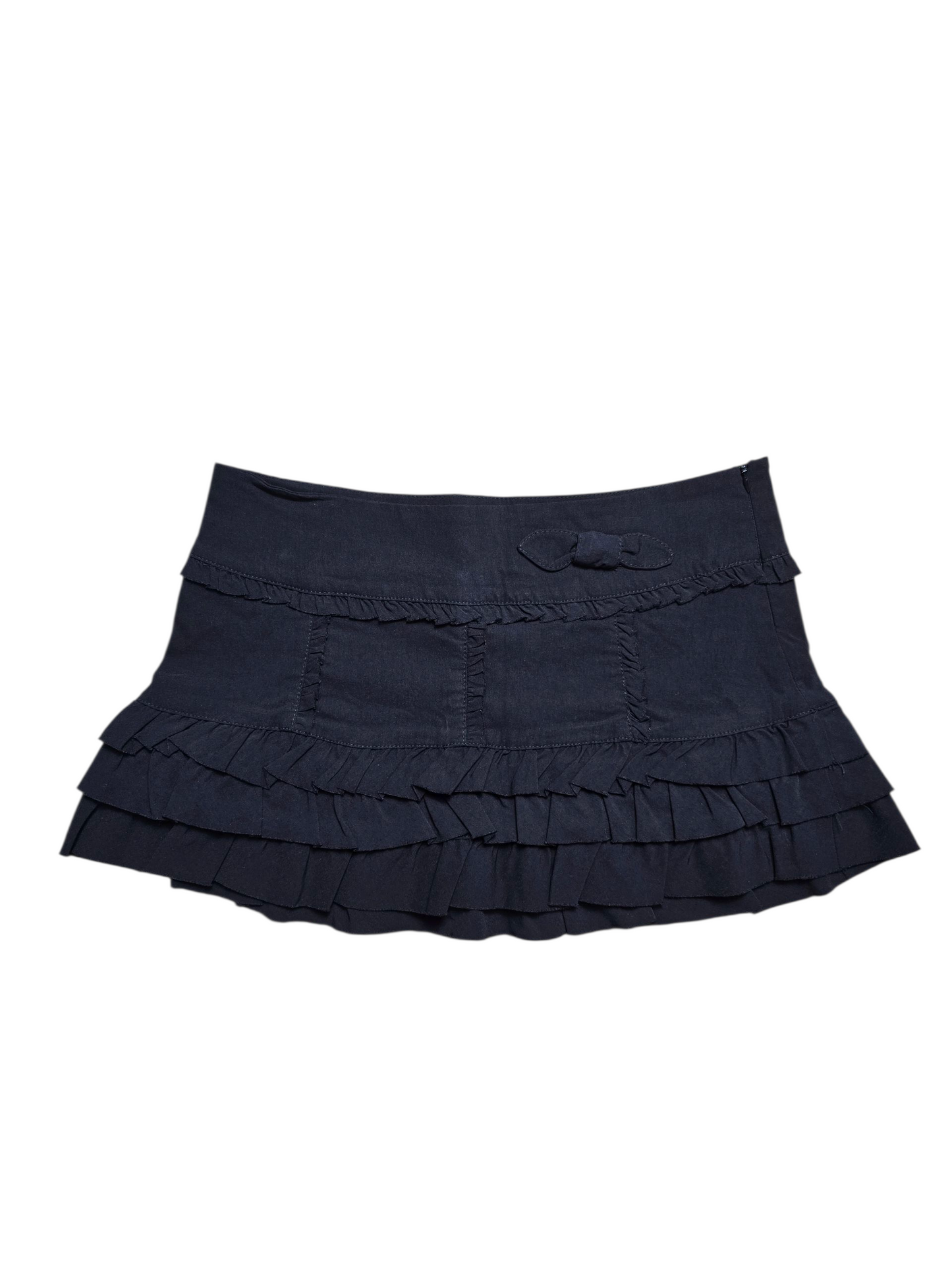 00s vintage dark coquette ruffled mini skirt