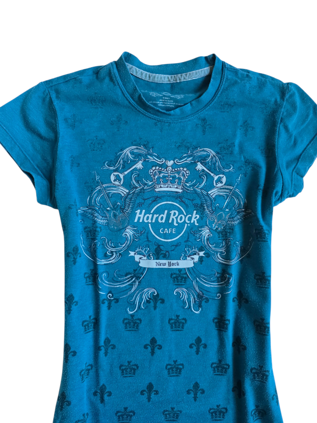 2000s vintage emo printed blue top