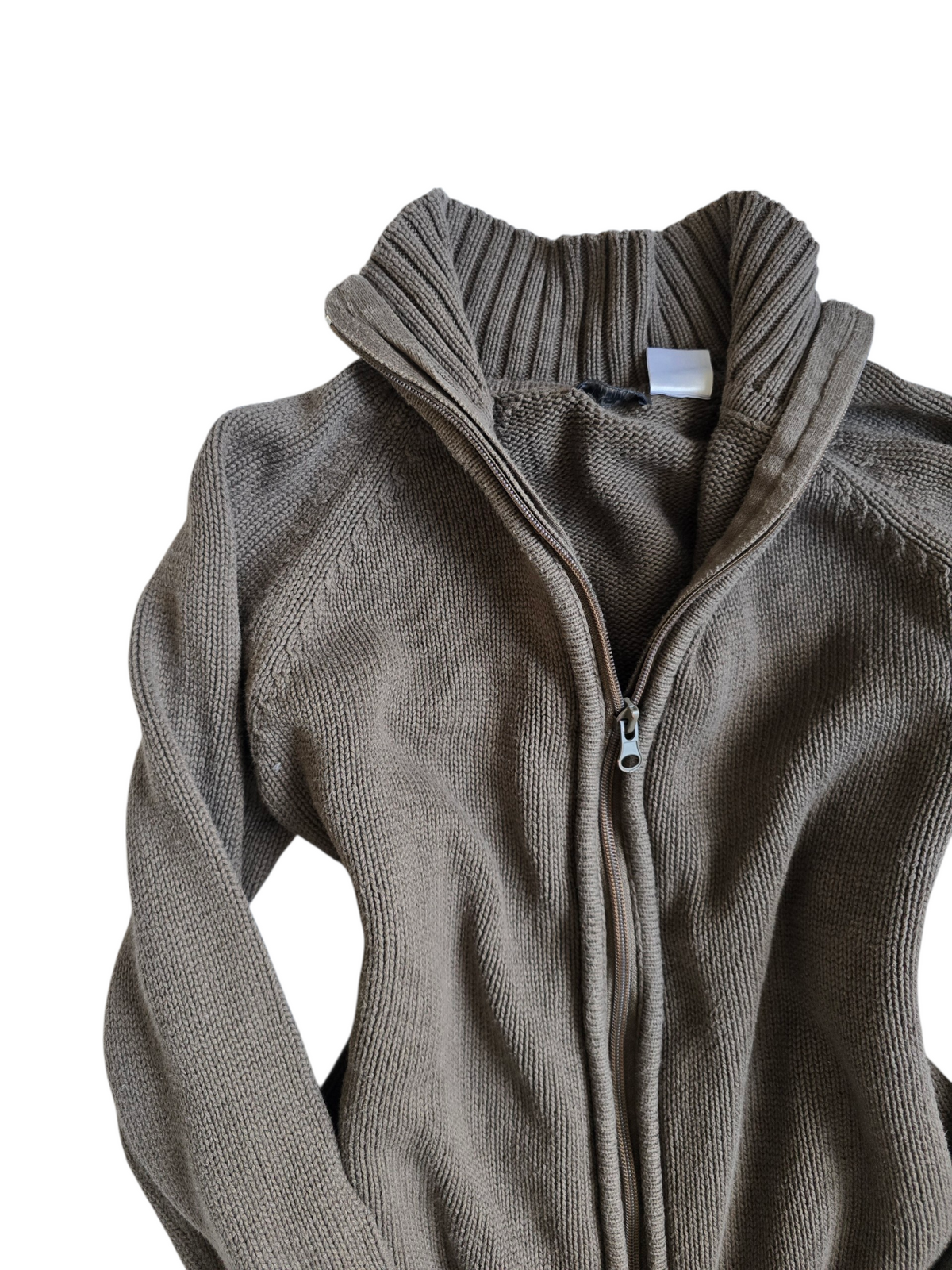 2000s vintage fitted ribbed zip sweater