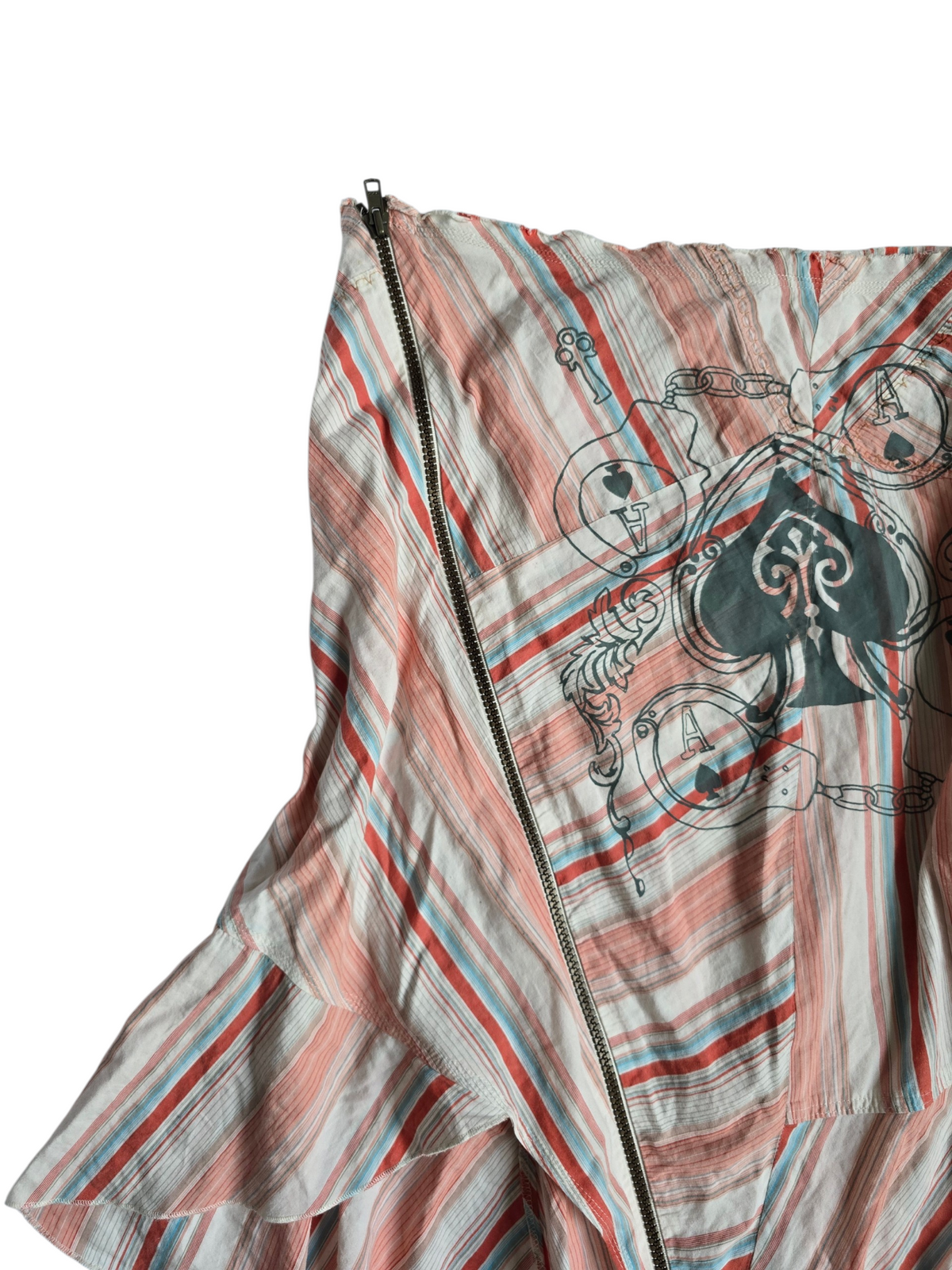 2000s vintage whimsical asymetric striped skirt