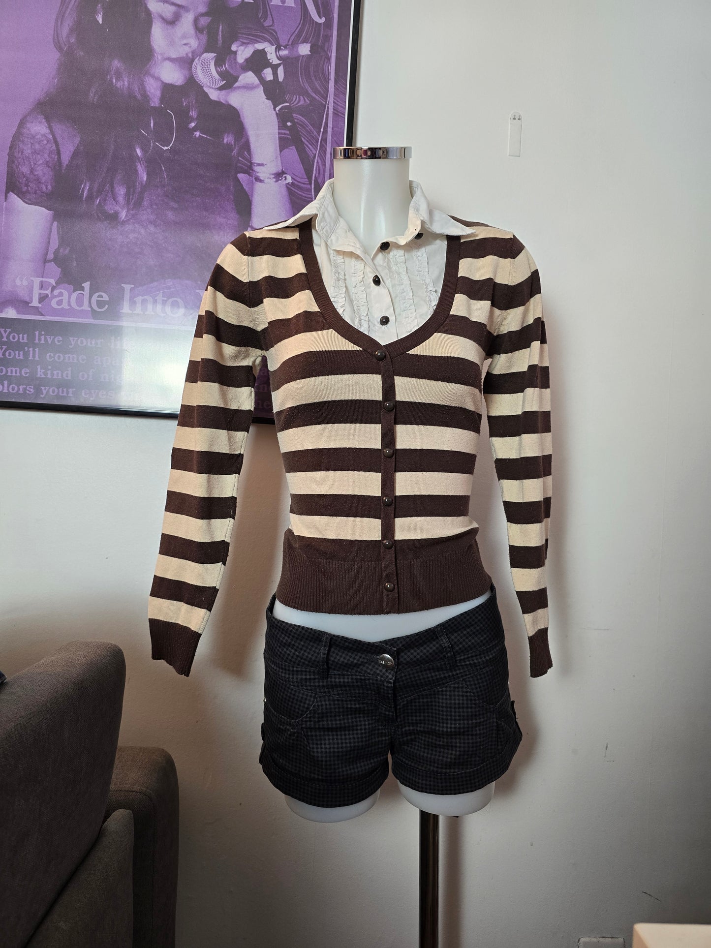 00s vintage striped softgrunge shirt knit sweater