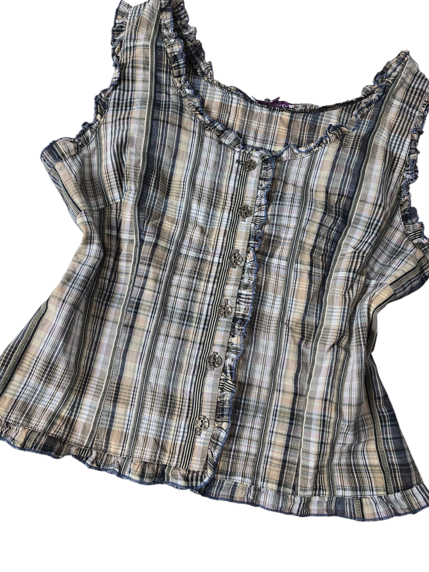90s vintage plaid milkmaid downtown top