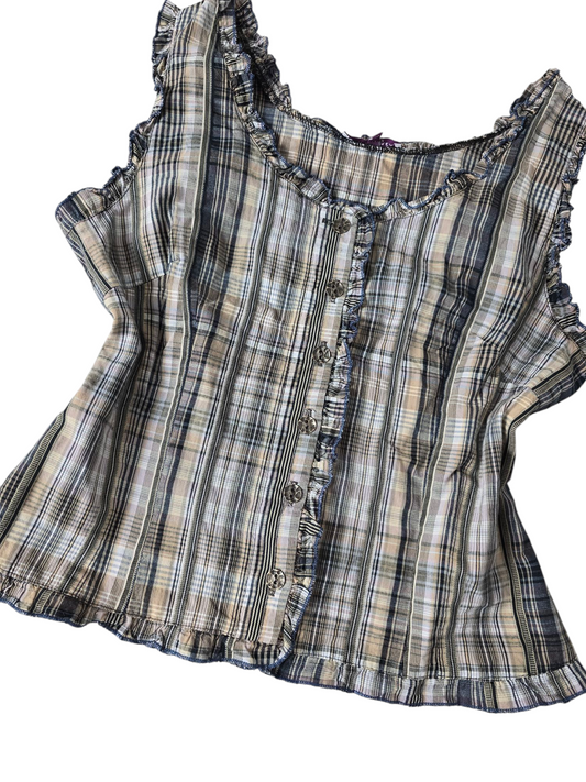 90s vintage plaid milkmaid downtown top