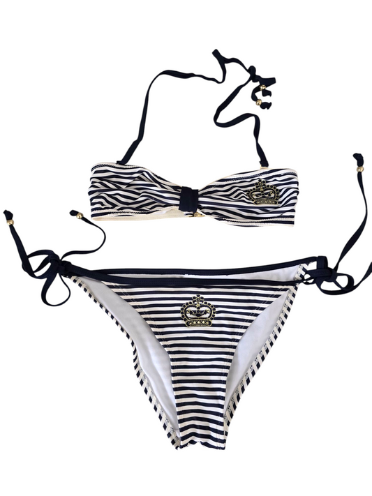 Y2k vintage indie sleaze striped bikini