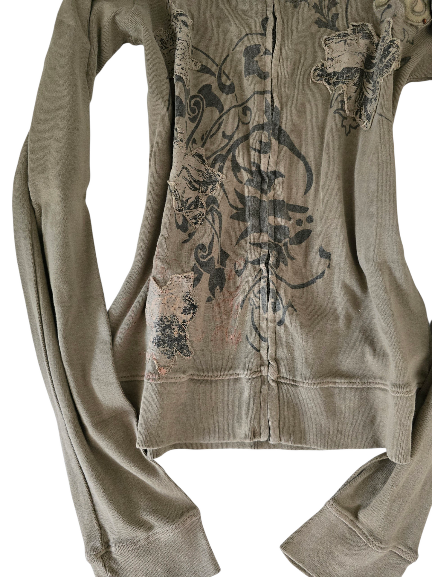 2000s vintage softgrunge rhinestone fitted zip sweater - zimfriperie
