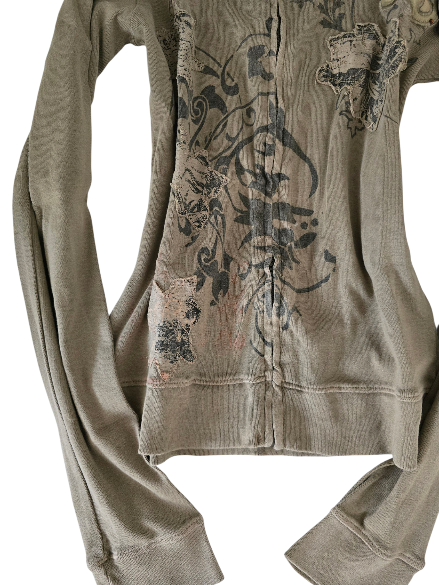 2000s vintage softgrunge rhinestone fitted zip sweater - zimfriperie