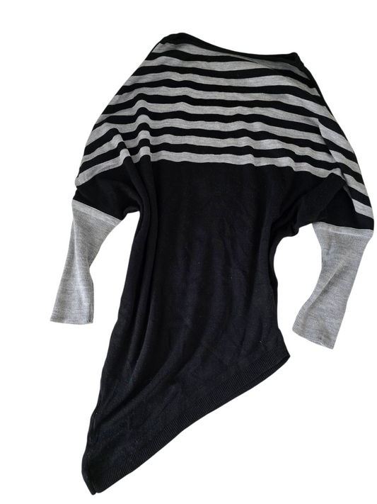 00s vintage indie sleaze striped asymmetrical batwing dress