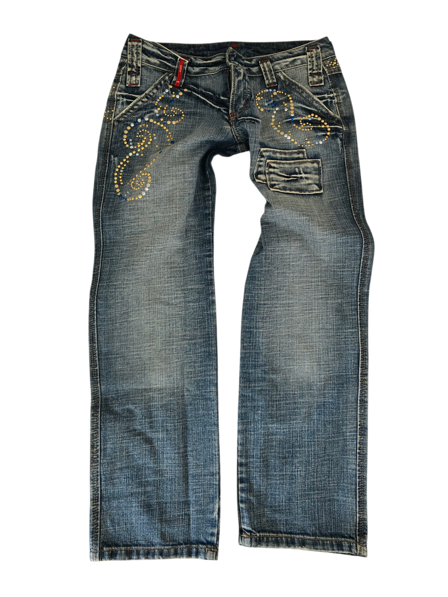 2000s vintage bootcut low rise mcbling studded jean