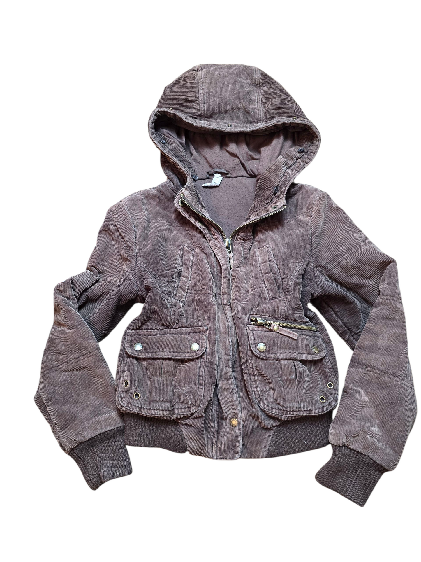 00s vintage zip up softgrunge ribbed hooded coat