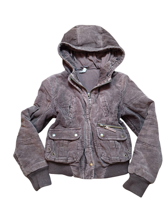 00s vintage zip up softgrunge ribbed hooded coat