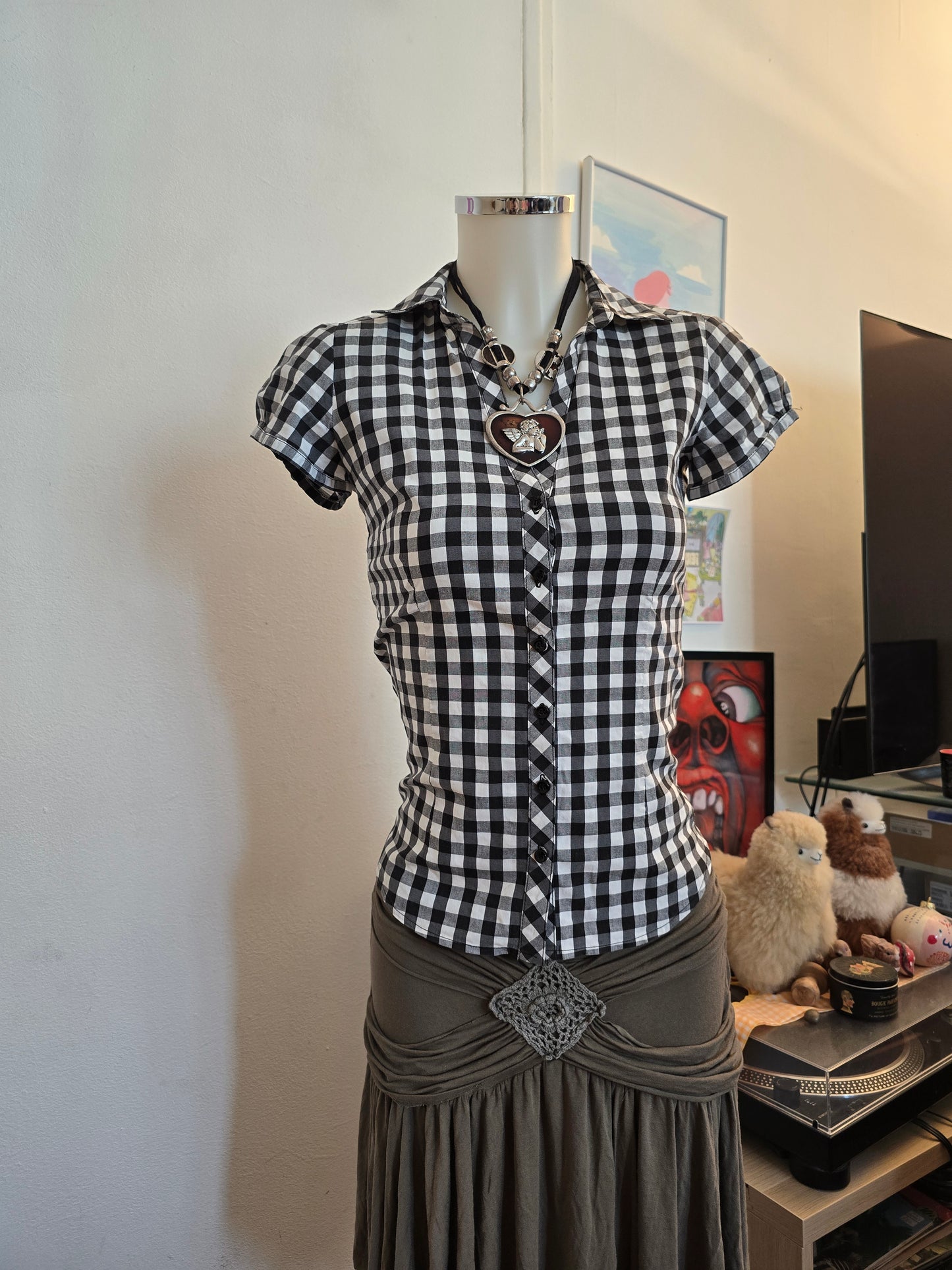 90s vintage milkmaid downtown plaid shirt