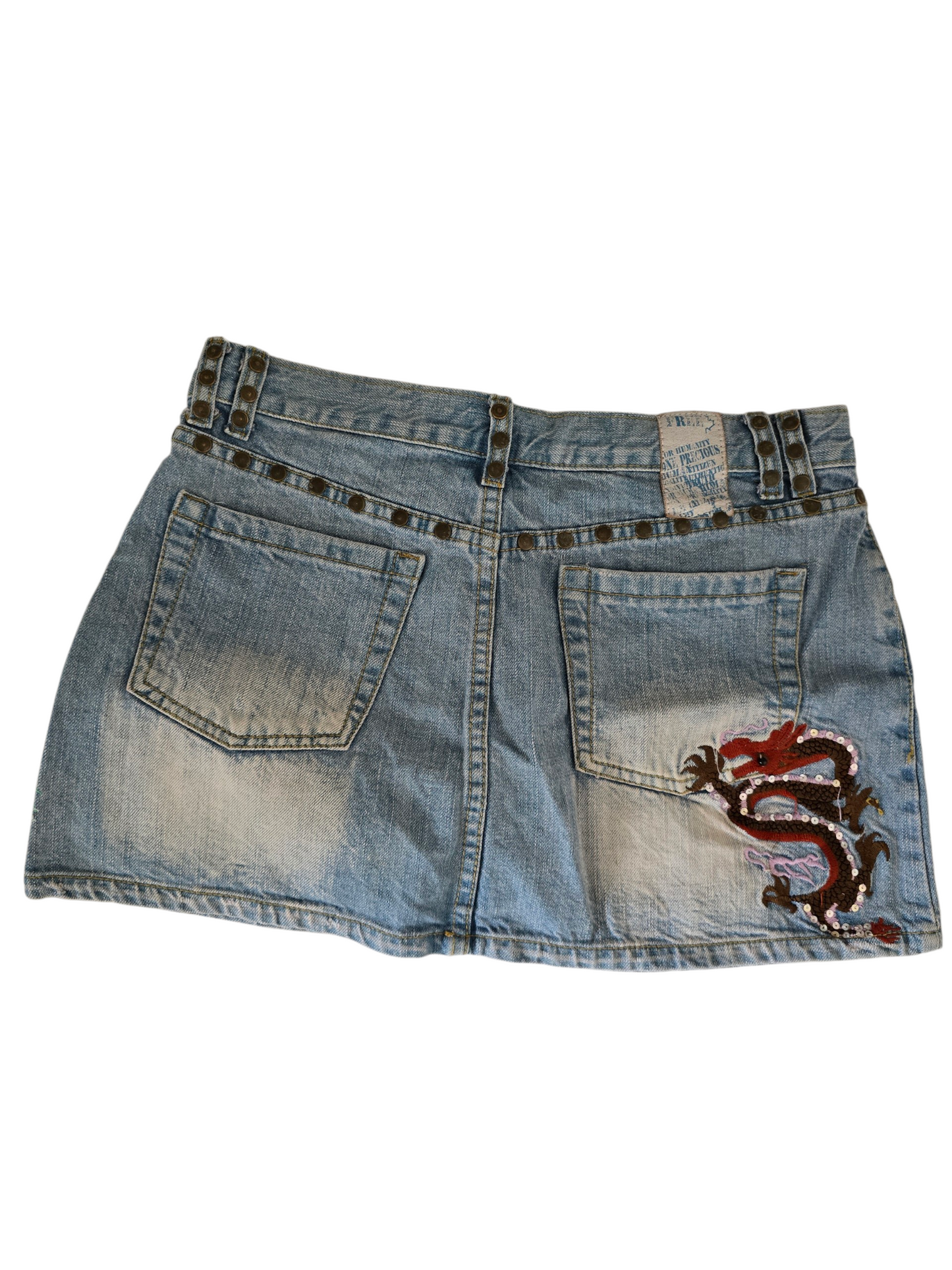 2000s vintage denim fairy sequin low rise denim skirt
