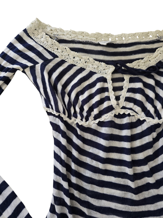 90s vintage downtowngirl offshoulder stripes milkmaid top