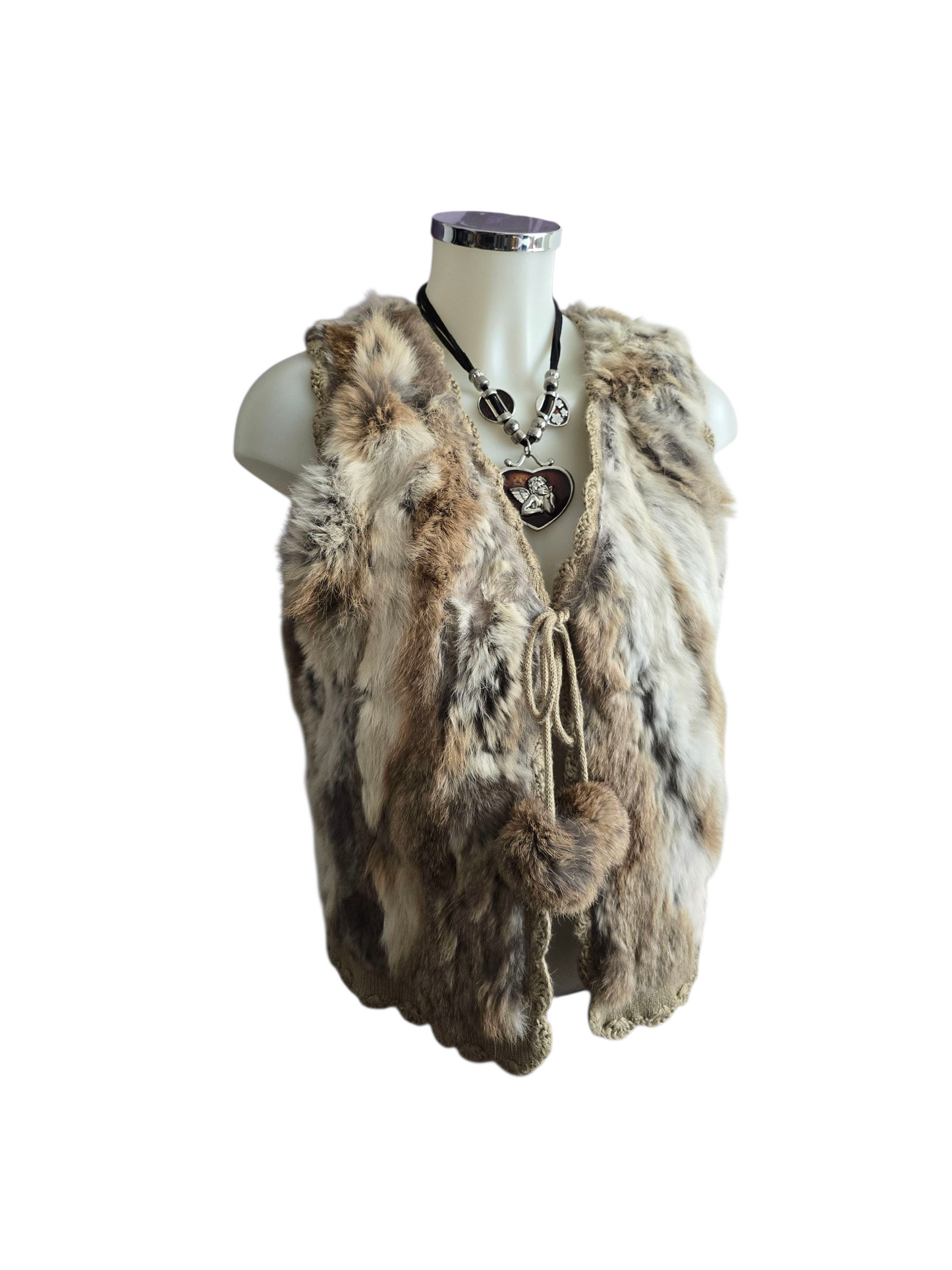 00s vintage indie sleaze faux fur sleeveless jacket
