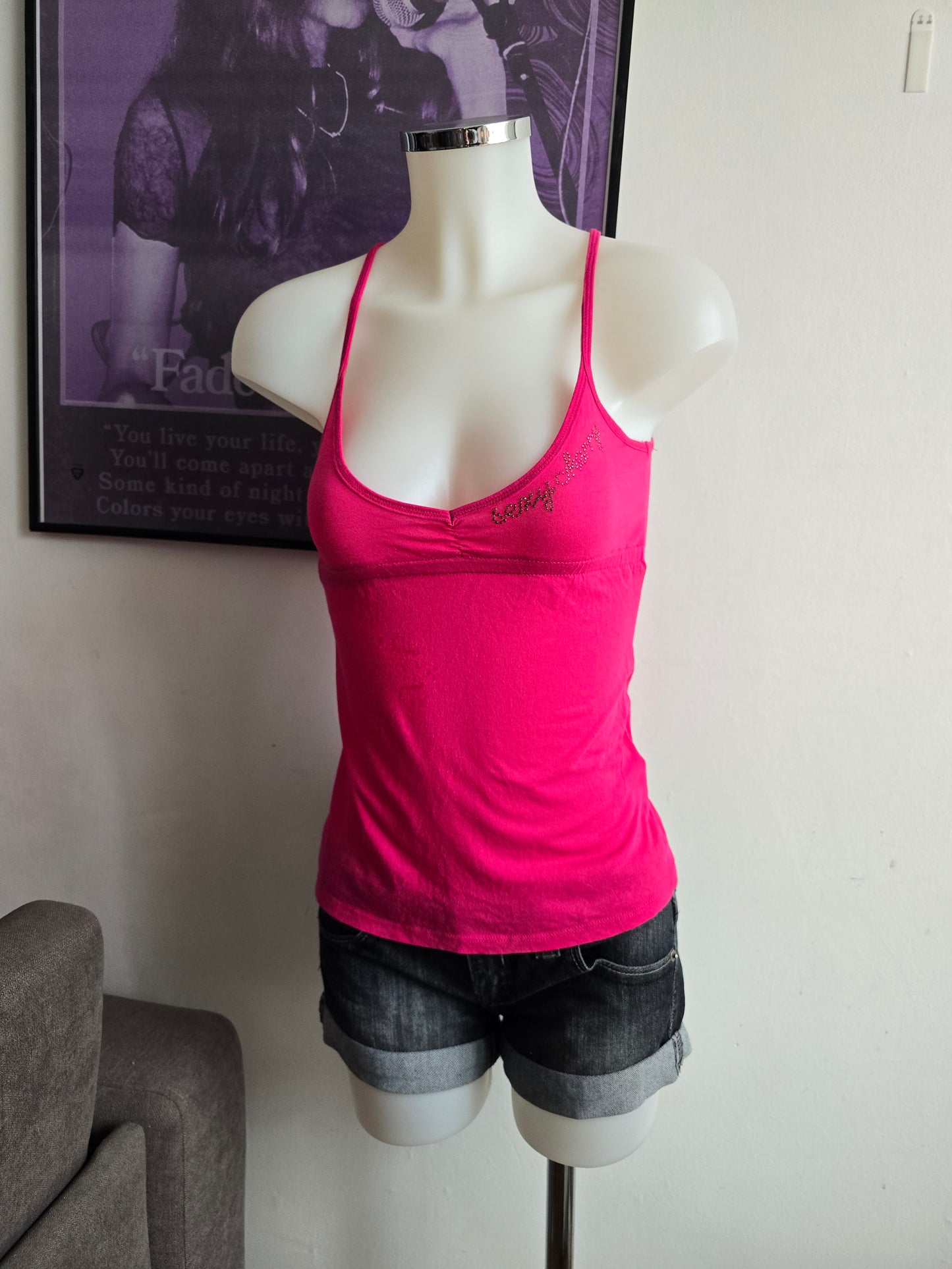 2000s vintage mcbling babydoll pink top