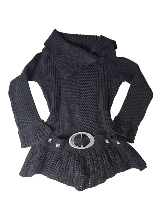 Y2k vintage dark coquette ribbed sweater