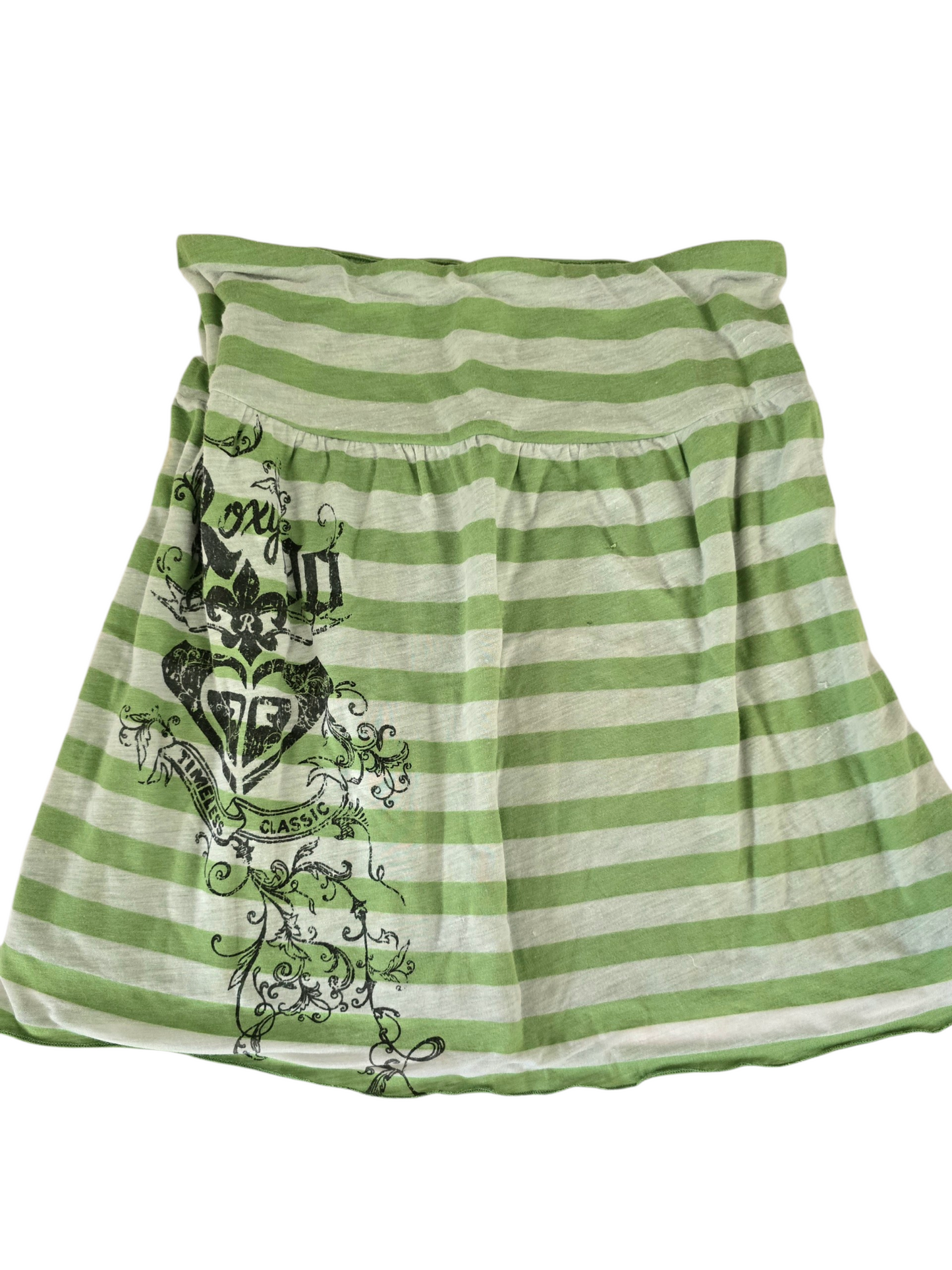 2000s vintage indie sleaze scene striped green skirt