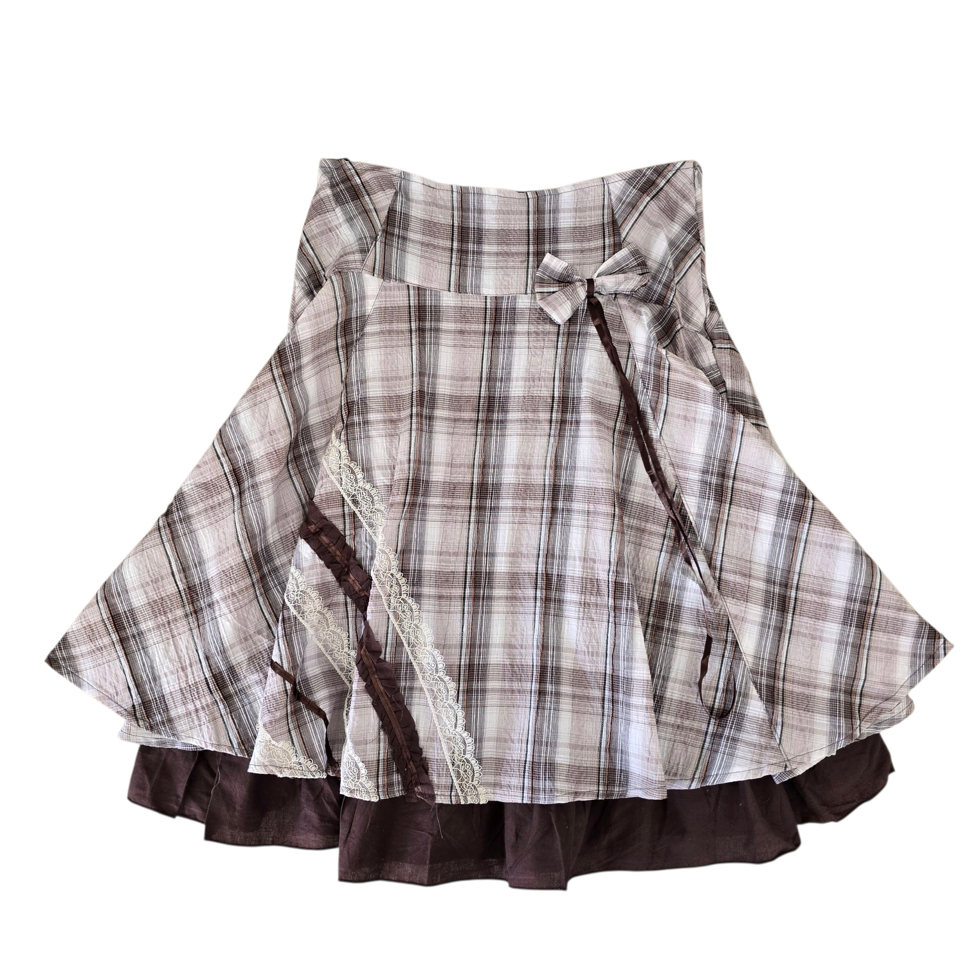 2010s 2000s 00s y2k vintage plaid skirt jupe carreaux coquette choco girl tumblr soft kawaii downtown 