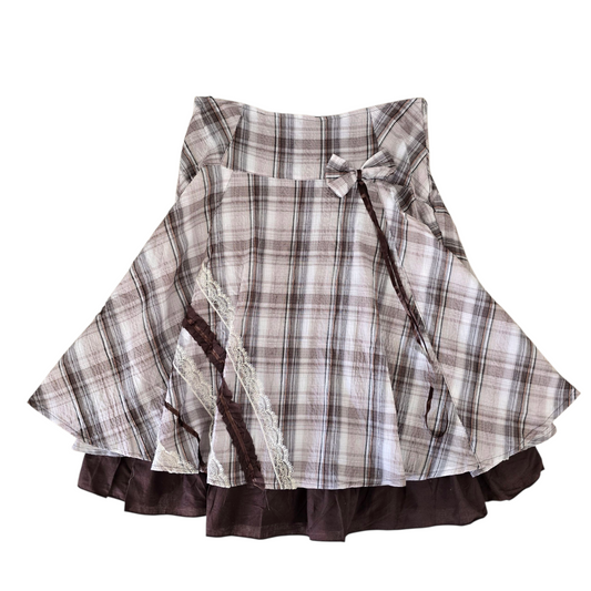 2010s 2000s 00s y2k vintage plaid skirt jupe carreaux coquette choco girl tumblr soft kawaii downtown 