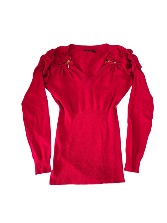 Y2k vintage red mcbling ribbed sweater