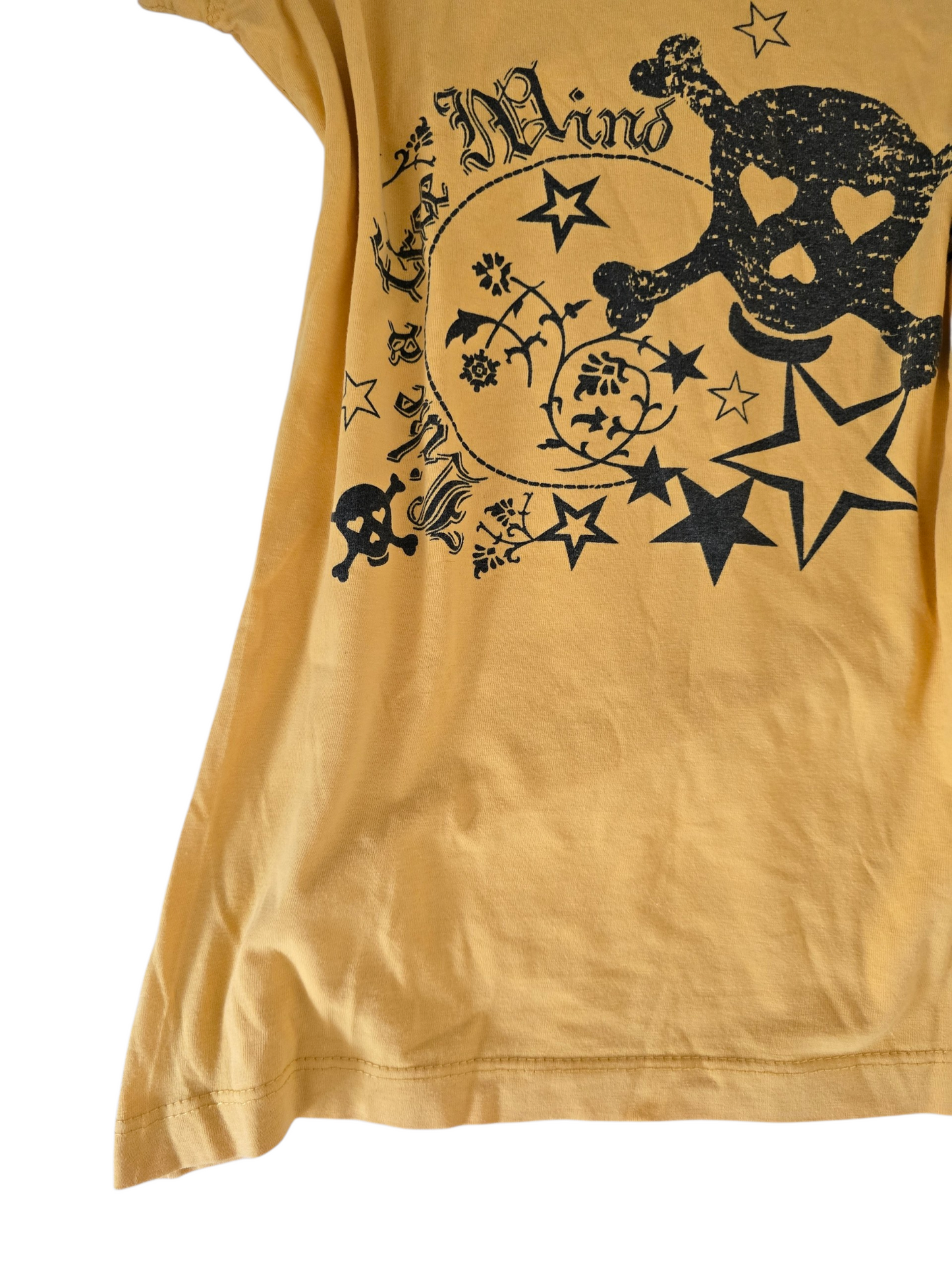00s vintage emo yellow printed skull top - zimfriperie